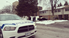 A man in his late teens was stabbed during a home invasion on Kirkwall Cres. near Dixie Rd. and Bloor St. Friday, Feb. 19, 2016. (Photo: Kelly Roche/QEW South Post)
