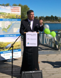 Mississauga South MPP Charles Sousa, who grew up in Lakeview, speaks at the ground making of the Lakeview Waterfront Connection on Saturday, Sept. 24, 2016. The 64-acre green oasis will restore wetlands to the area where a power plant once stood. (Photo: Irene Owchar/QEW South Post)